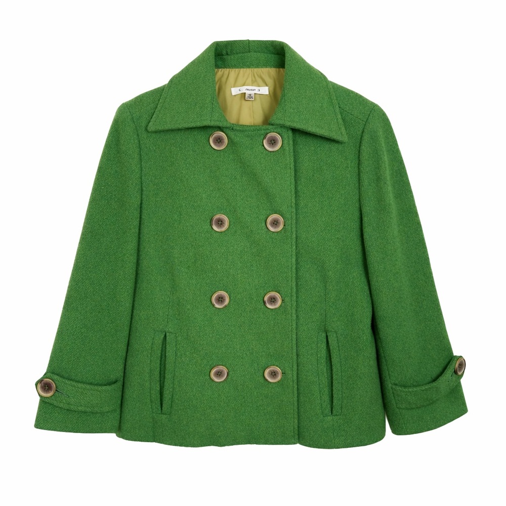 CAbi Emerald Green Double-Breasted Wool Coat — Size 4